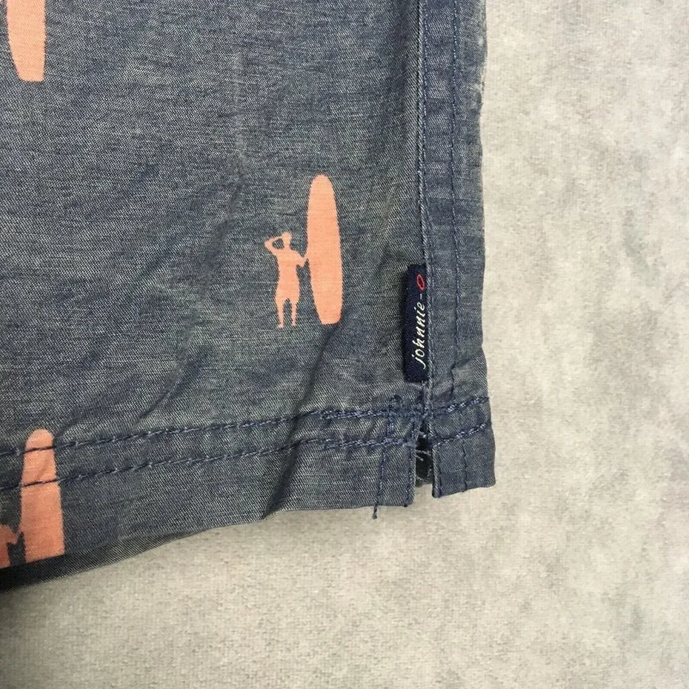 Johnnie O Mens Swim Trunks Shorts size Large‎ Blue Drawstring Pink Surfer